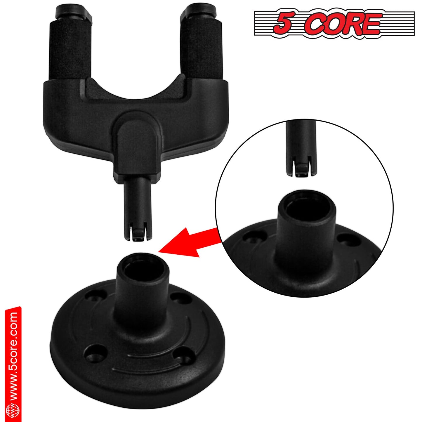 5Core Guitar Wall Mount Hanger Hook Metal Base Soft Padding Adjustable Rotatable Holder