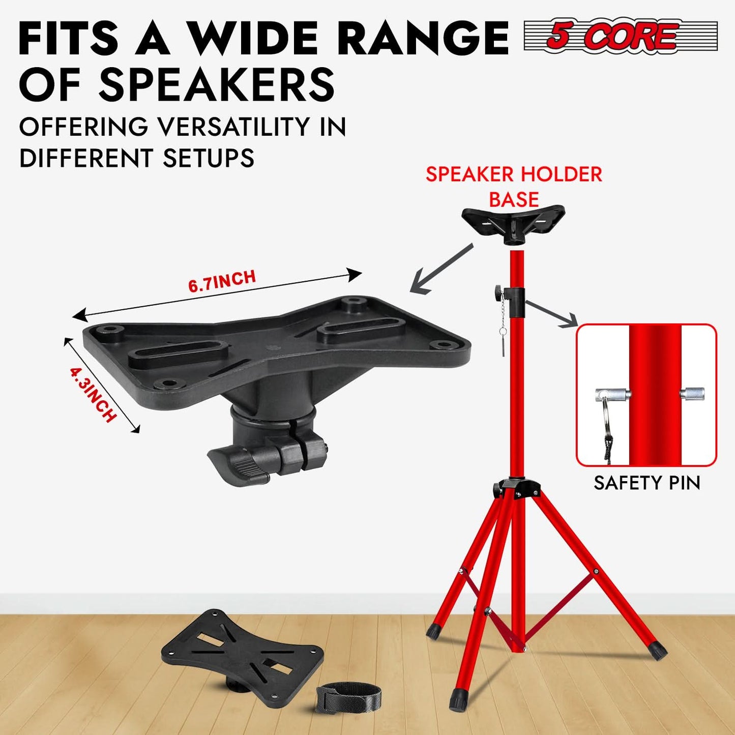 5 Core Speaker Stand Height Adjustable PA DJ Tripod Studio Monitor Stands w 35mm Compatible Insert