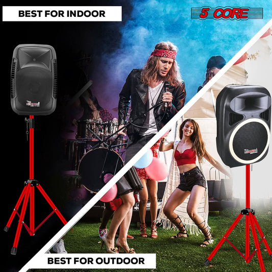5 Core Speaker Stand Height Adjustable PA DJ Tripod Studio Monitor Stands w 35mm Compatible Insert