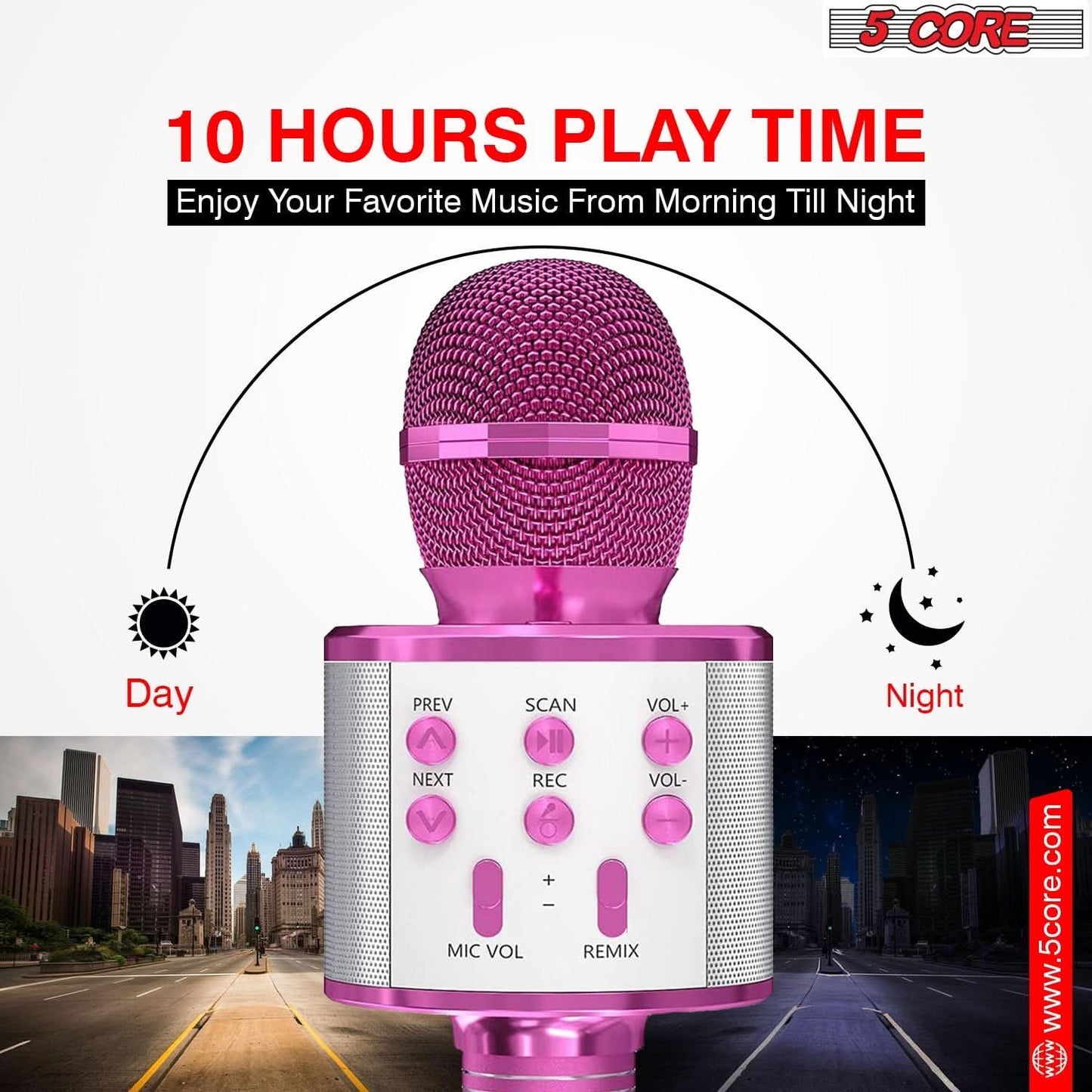 5Core Wireless Karaoke Microphone Bluetooth Mic Portable Handheld Microfonos Inalambricos PINK