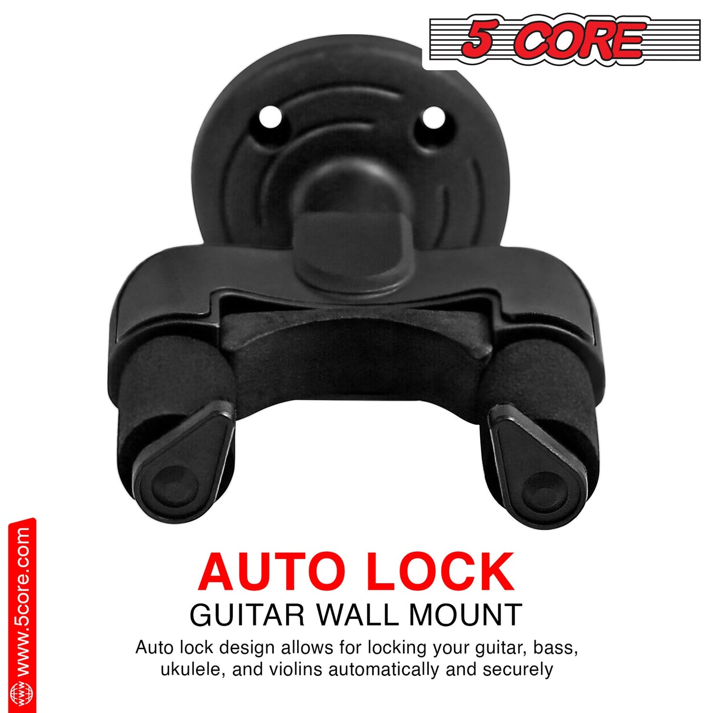 5Core Guitar Wall Mount Hanger Hook Metal Base Soft Padding Adjustable Rotatable Holder