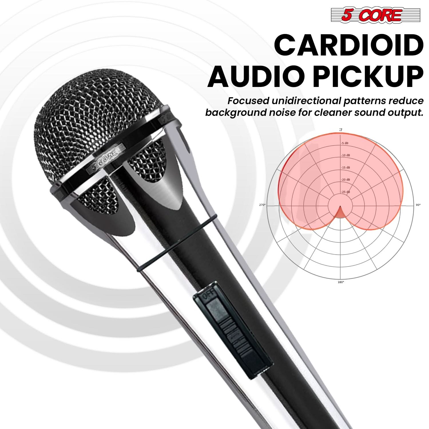 5Core XLR Microphone Dynamic Mic Karaoke Singing Studio Mics Handheld Microfono-3