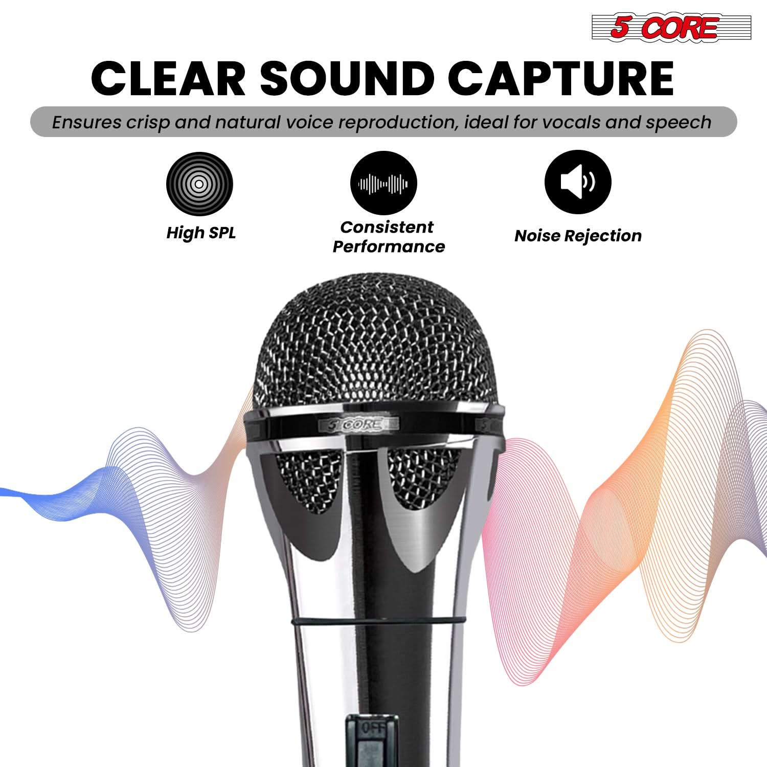 5Core XLR Microphone Dynamic Mic Karaoke Singing Studio Mics Handheld Microfono-4