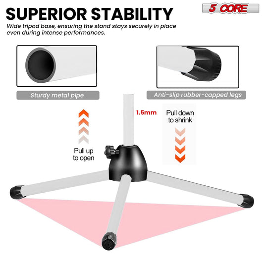 5Core Tripod Mic Stand 4Pcs Adjustable Holder Floor Microphone Boom Arm
