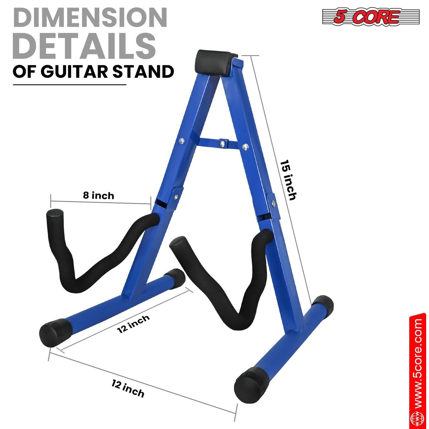 5 Core Guitar Stand A Frame Shape w Soft Foam Arm Non Slip Rubber for Acoustic Electric Bass Ukulele