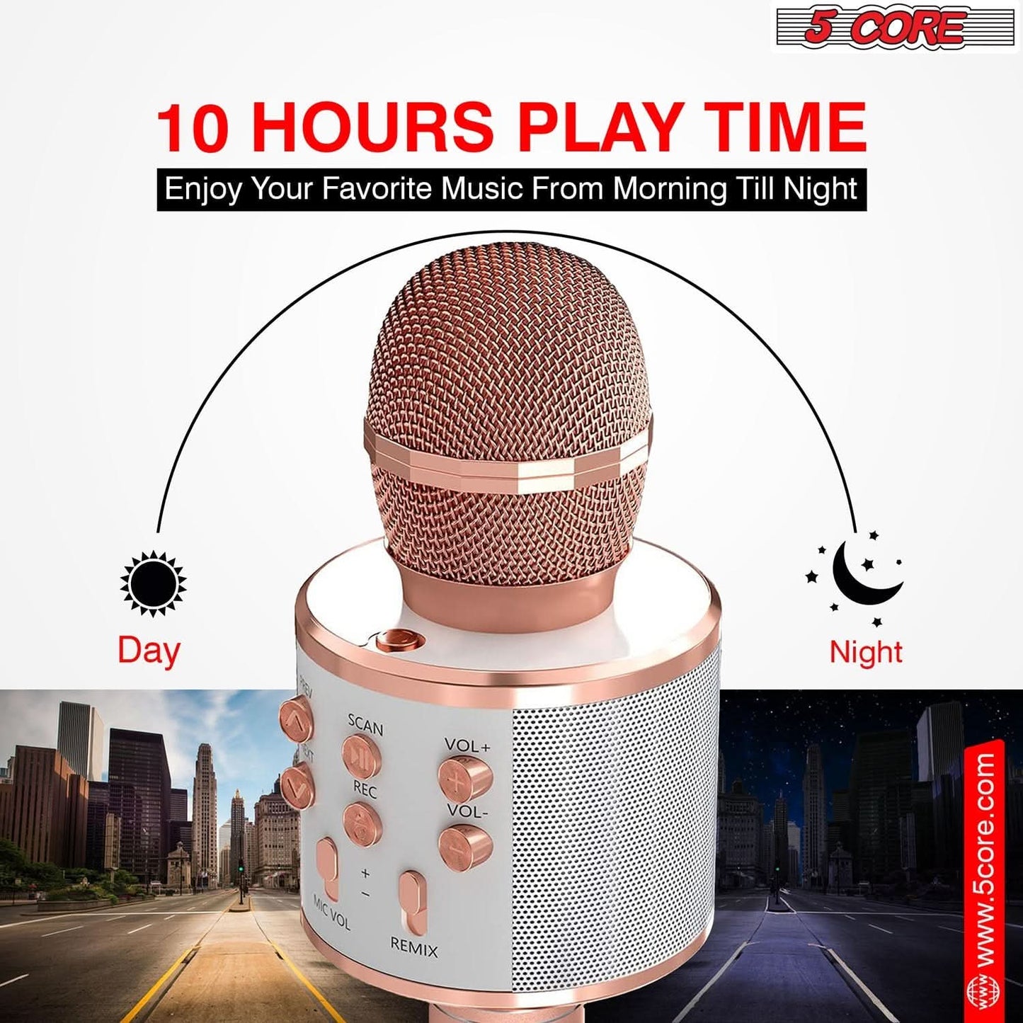 5Core Wireless Karaoke Microphone Bluetooth Mic Portable Handheld Microfonos Inalambricos COPPER